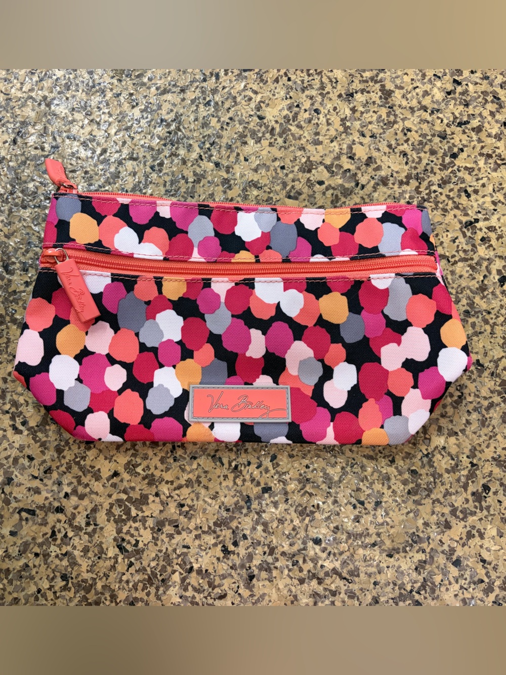 Vera Bradley Pink Coral Multi Dot Cosmetic Bag
